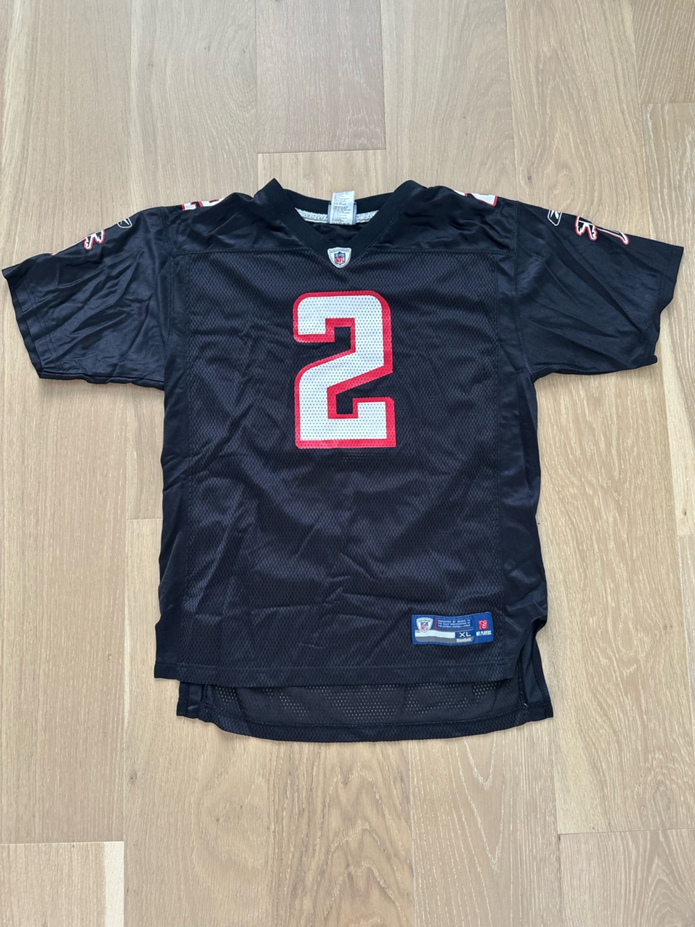 Reebok Kids NFL Atlanta Falcons Jersey Black Red Size XL Athletic Football Shirt